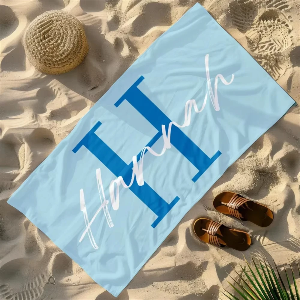 Personalisiertes Strandtuch mit Namen, übergroßes individuelles Monogramm-Pooltuch, charakteristisches Strandtuch für Kinder, Urlaubsgeschenk, Picknicktuch