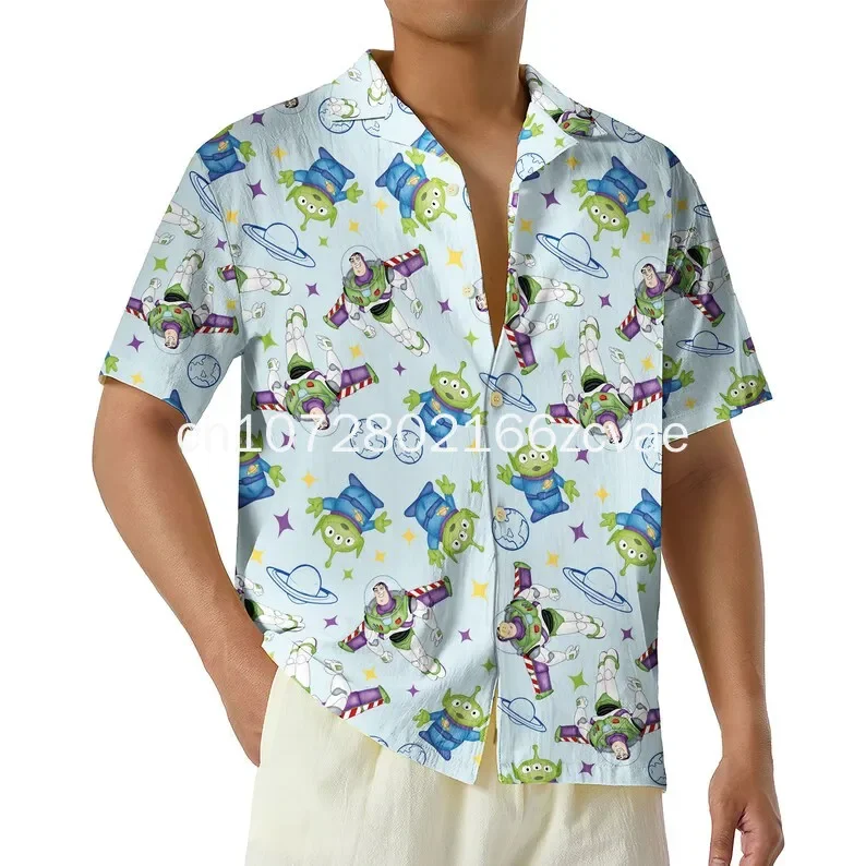 2024 New Buzz Lightyear Hawaiian Shirt Men's Short Sleeve Shirt Toy Story Movie Hawaiian Shirt Disney Beach Shirt