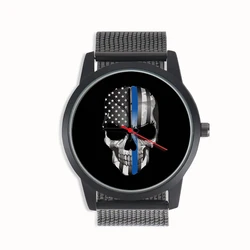 Factory Store Star-Spangled Banner Skull Design Cool Style  Souvenir Gifts for Friends Husband Men's  Quartz Wrist Watch