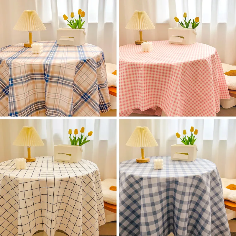 Sweet Plaid Tablecloth Flannelette Pattern Desk Tablecloth Round Table Tea Table Cover Cloth Table Clothes Home Supplies