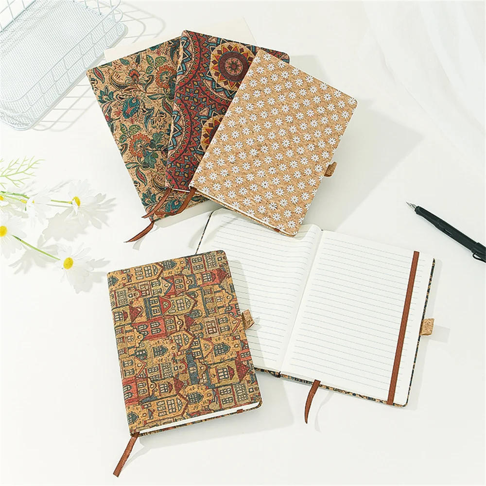 A5 Strap Notepad Retro Printed Diary Hand Ledger Student Writing Notebook School Stationery Supplies Agenda Pocket Notepad