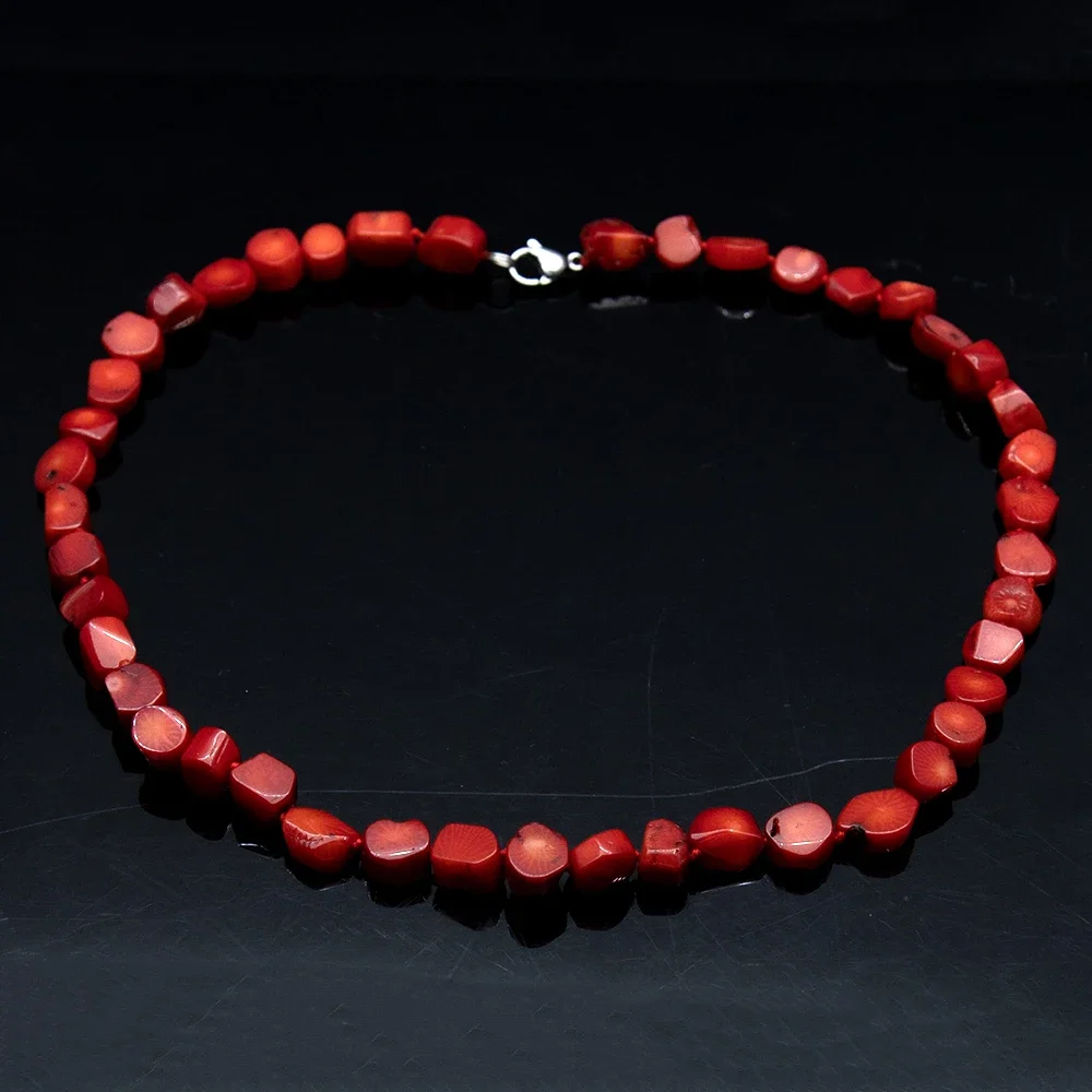 9-12 مللي متر المرجان الطبيعي قلادة غير النظامية شقة متعددة التشوهات على شكل المرجان الأحمر الخرز هدية عيد ميلاد لصديق الأم فتاة #5
