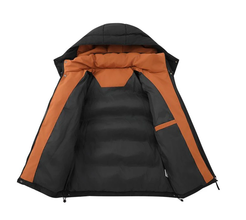 Men Plus Size Hooded Cotton Coat L-8XL Winter Thickened Warm Puffer Jacket for Big Tall Guys 140kg Casual Versatile Trendy Style