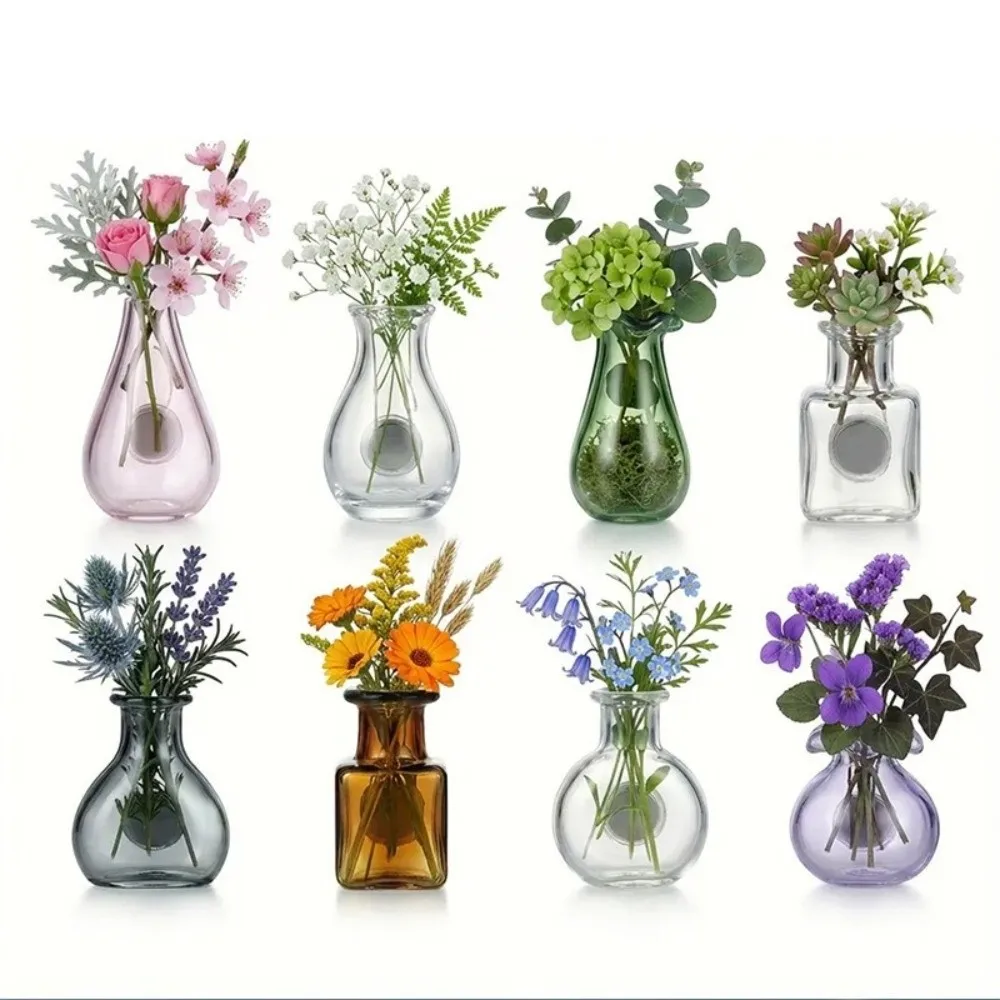 6Pcs DIY 3D Mini Vase Magnets Exquisite Artistic Hydroponic Plant Vase Modern Funny Plant Propagation Station Office Decoration