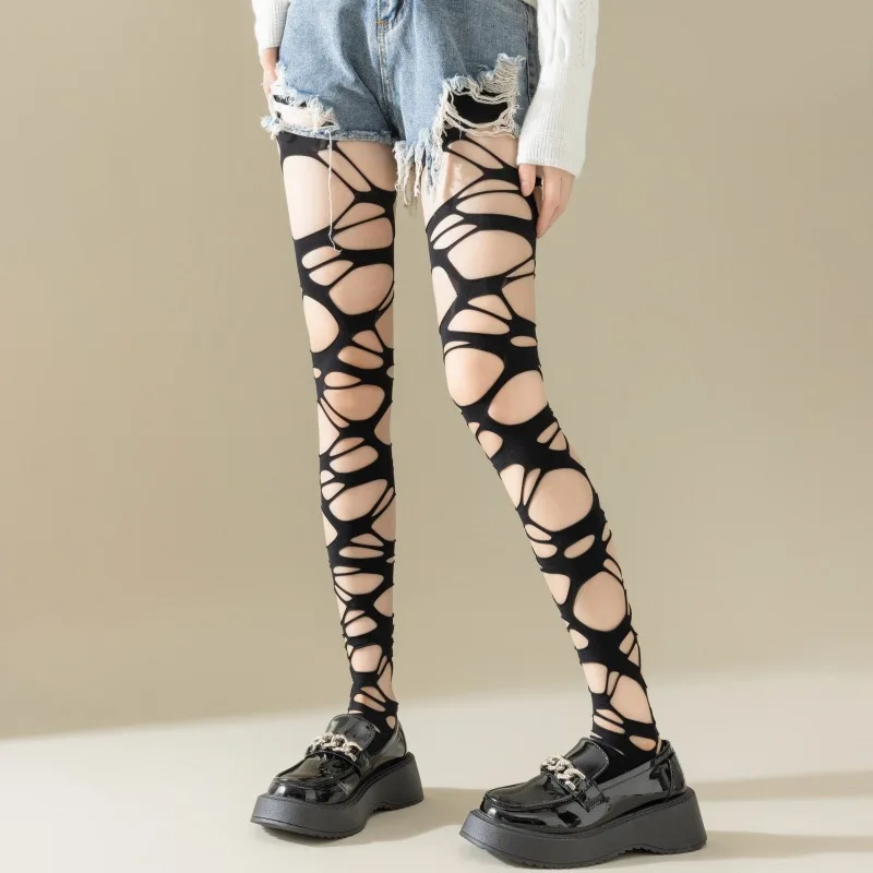 1/2/3 pieces pack Ripped Fishnet Tights for Women - Edgy Distressed Punk Stockings, Y2K Grunge Goth Aesthetic, Anti-Slip Stretchy Pantyhose