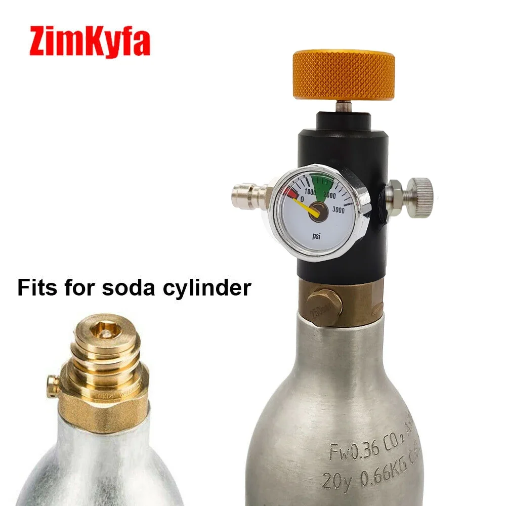 Cylinder Tank Bottle Charging Adapter Fill Station On/Off Aadaptor for Sodastream Quick Refilling,3000psi Pressure Gauge,8mm QD