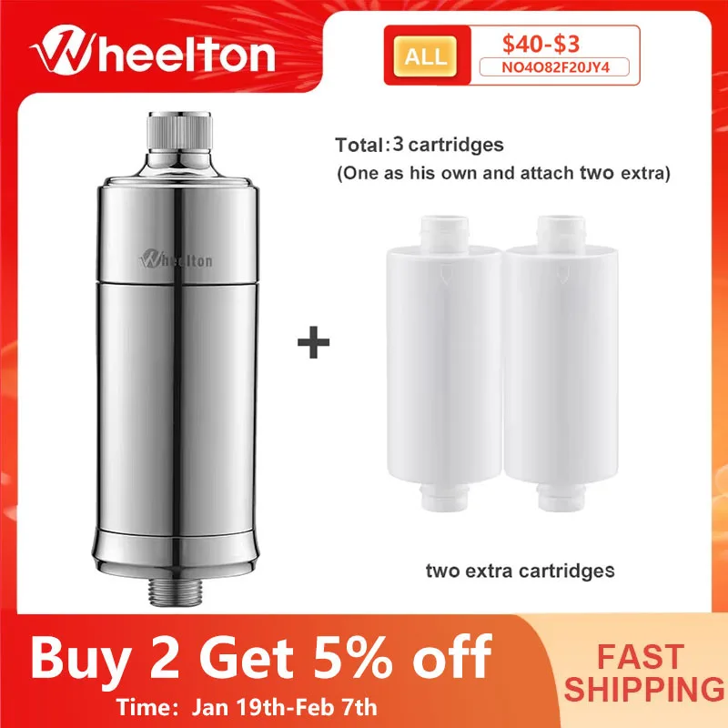 Wheelton Shower Water Filter Household Softening hard Water Purifier Chlorine Heavy Metal  Sediment Improves Dry Itchy Skin