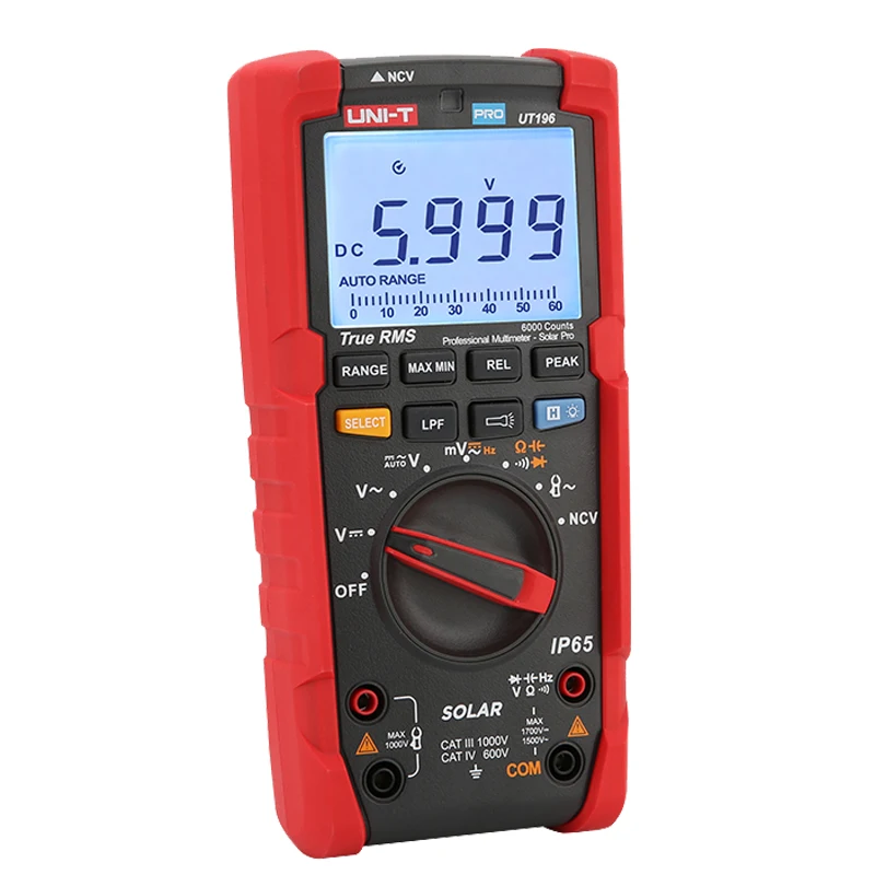 UNI-T UT196 Высоковольтный фотоэлектрический цифровой мультиметр True RMS; Фильтр нижних частот/пик/защита IP65/постоянный ток 1700 В/переменного тока 1500 В