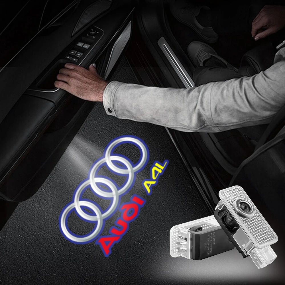 LED รถยินดีต้อนรับประตูหลอดไฟ Ghost SHADOW สําหรับ Audi A3 A4 B8 8P 8V A6 C7 A5 Q5 B7 B6 B9 SLINE QUTTRO ฿ Q3 Q7 S3 S4 S5