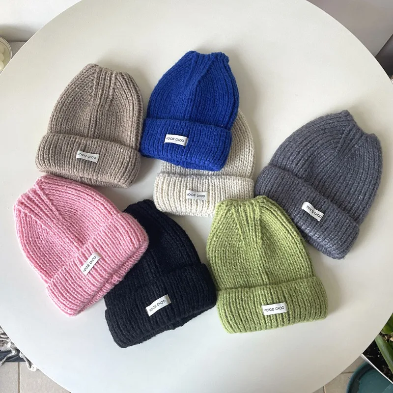 1 Piece Fashion Warm Kids Boy Girl Beanie Simplicity Candy Color Crochet Bonnet for Toddler Autumn Winter Knitted Warm Hat