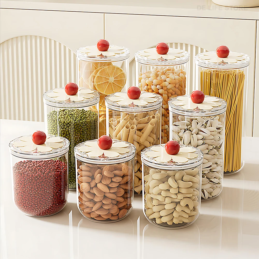 Kitchen Storage Sealed Jars Food Grain Flour Container with Lid Moisture Insect Proof Keep Fresh Pet Food Rice Tea Storage Jars