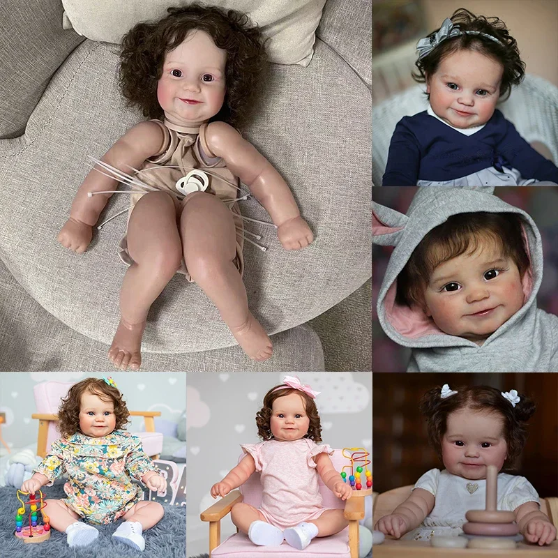 

24inch Maddie Already Painted Kits Reborn Doll Finished Size Very Lifelike Baby with Cloth body and Hand Root Brown Hair