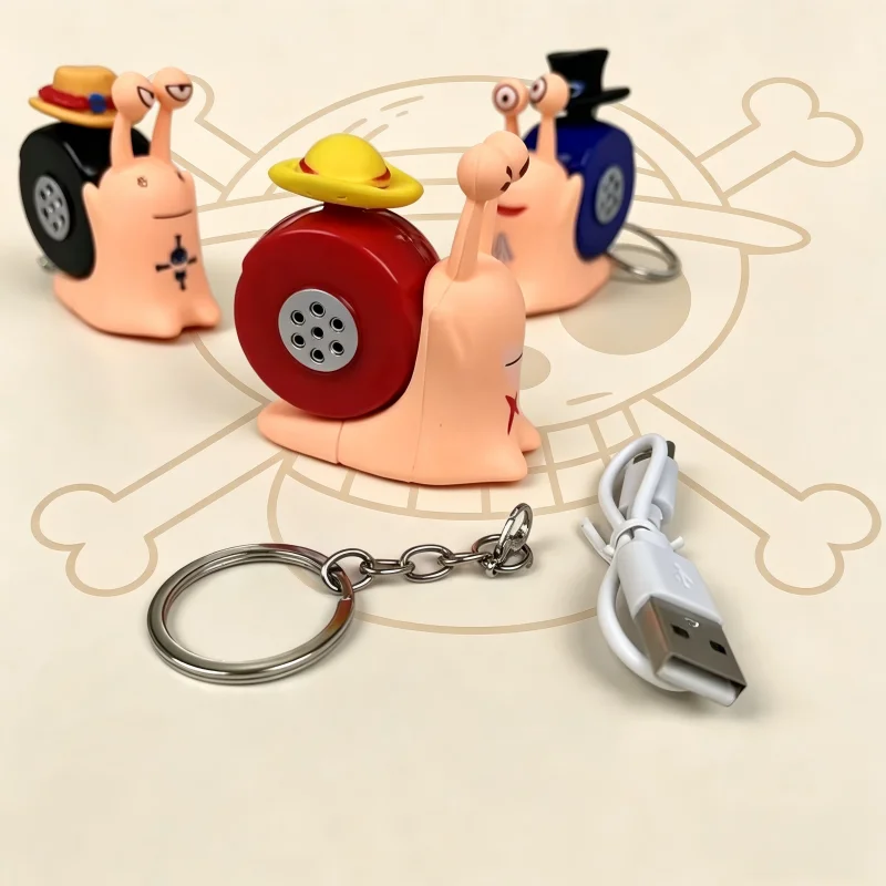 Llavero Grabador de Voz de Anime One Piece, Luffy, Ace, Den Mushi, Sabo, con Forma de Caracol, para Teléfono, con Función de Grabación de Sonido, Juguetes, Regalos