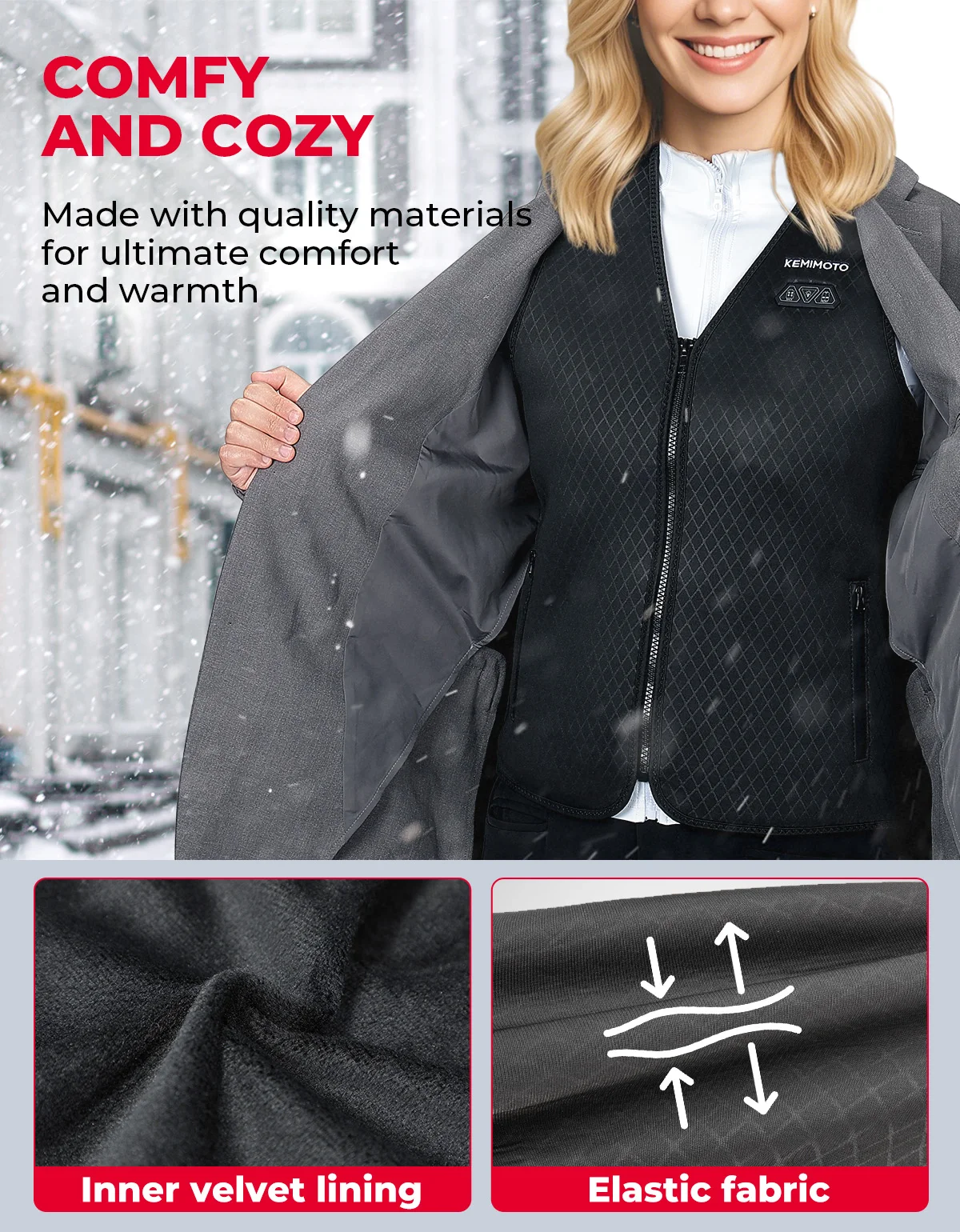Lichtgewicht Verwarmde Bodywarmer Dames met 16000mAh Powerbank voor Skiën en
