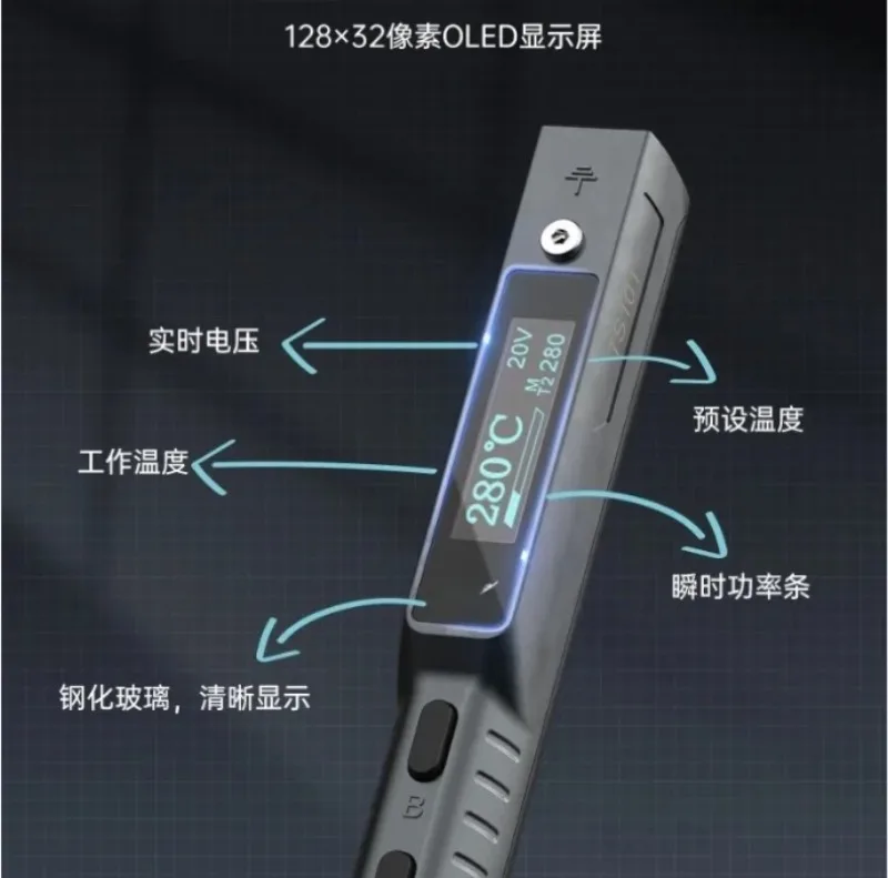 TS101 Mini Digital Soldering Pen PD3.1 Type-C Portable Constant Temperature Smart Welding Iron for Electronics Repair