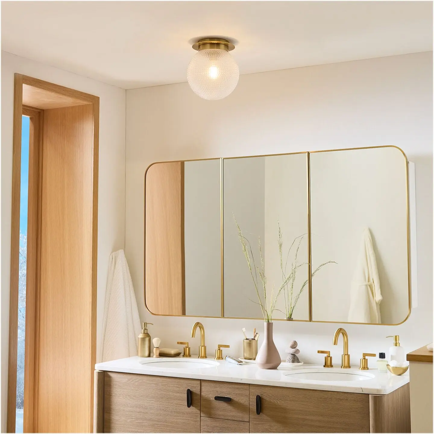 American Retro Golden Glass Lamp Bedroom Dining Room Living Room Art Ceiling Lamp Entrance Aisle Cloakroom Lamp