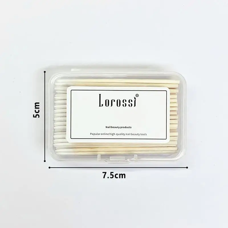 100 Teile/schachtel Nägel Holz Tupfer Reinigung Stick Knospe Spitze Holz Baumwolle Kopf Maniküre Detail Corrector Nagellack Entferner Maniküre Werkzeug