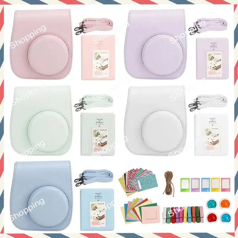 حقيبة حماية للكاميرا الفورية M20K حافظة من البولي يوريثان لهاتف Fujifilm Instax Mini 12 مع مرشحات الألبوم ملصقات إطارات ملونة