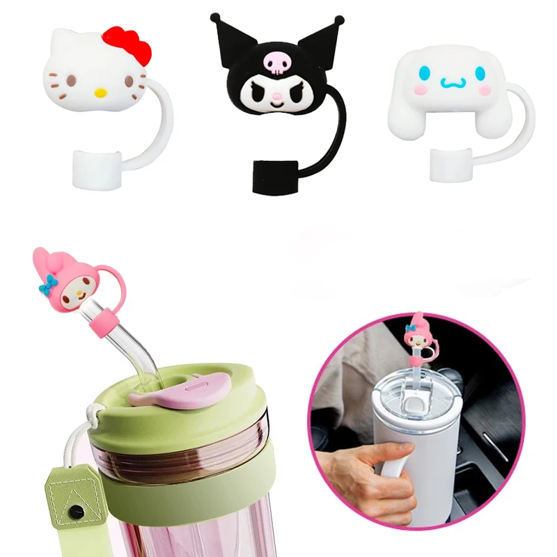 10mm Kawaii Sanrio Pipette Sleeve Cartoon Hello Kitty Melody Kuromi Silicone Dust Jacket Cute Cup Decorative Accessories Gifts