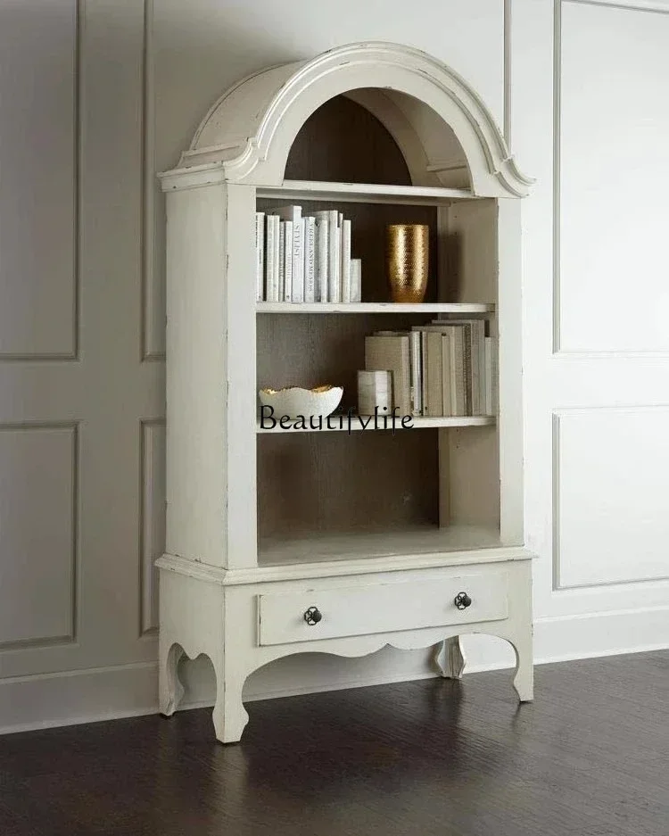 

pg46American Country Solid Wood Arched Bookcase Bookshelf Storage Display Cabinet Study Furniture