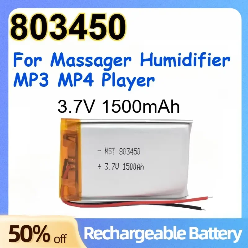 803450 1500mAh 3.7V Polymer Lithium Battery for Massager Humidifier MP3 MP4 Player Large Capacity Rechargeable Batteries