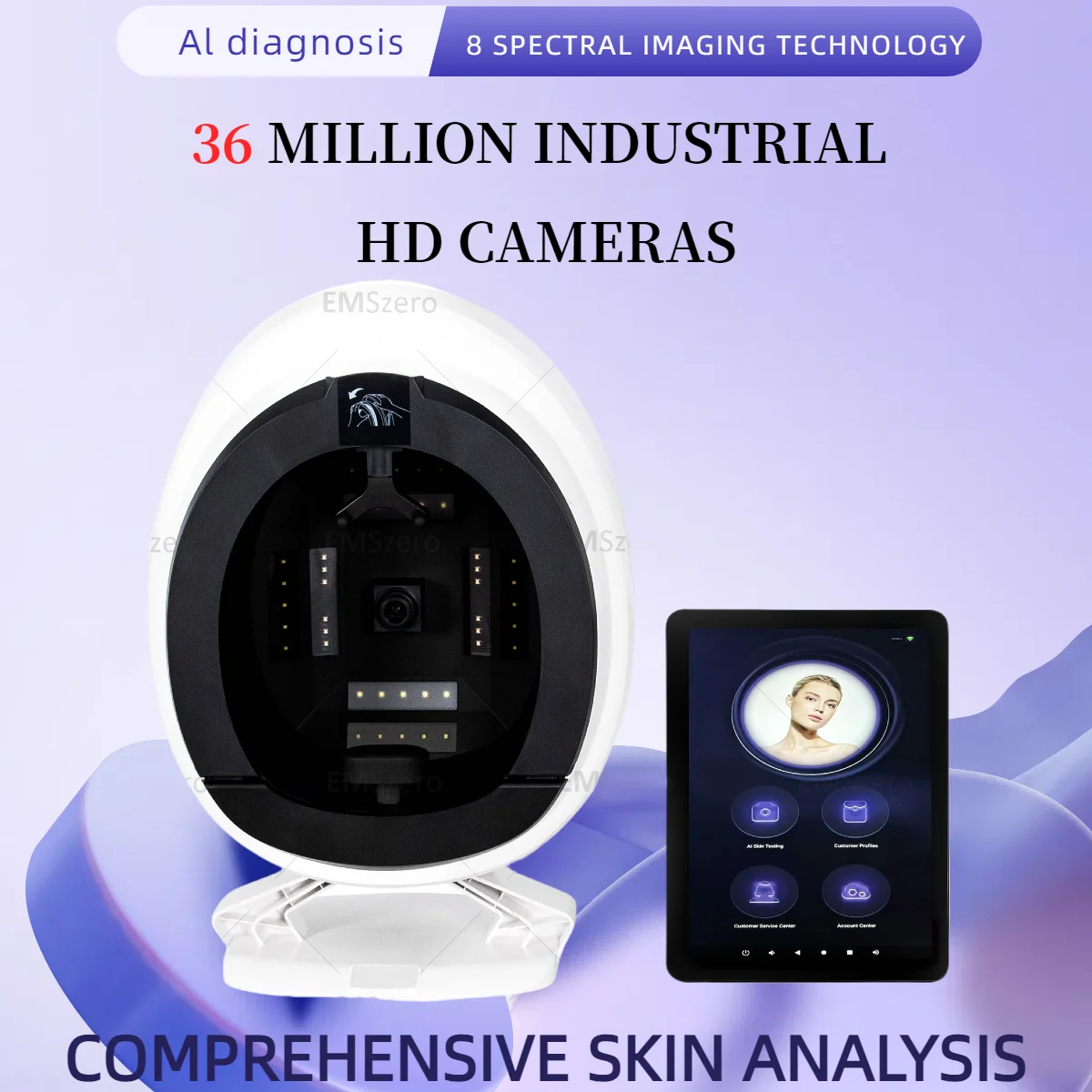 Magic Mirror 16inch 3D Facial Skin Analysis Machine 8 Spectral Imaging Technology Skin Analyzer Face Moisture Detection Spa Use