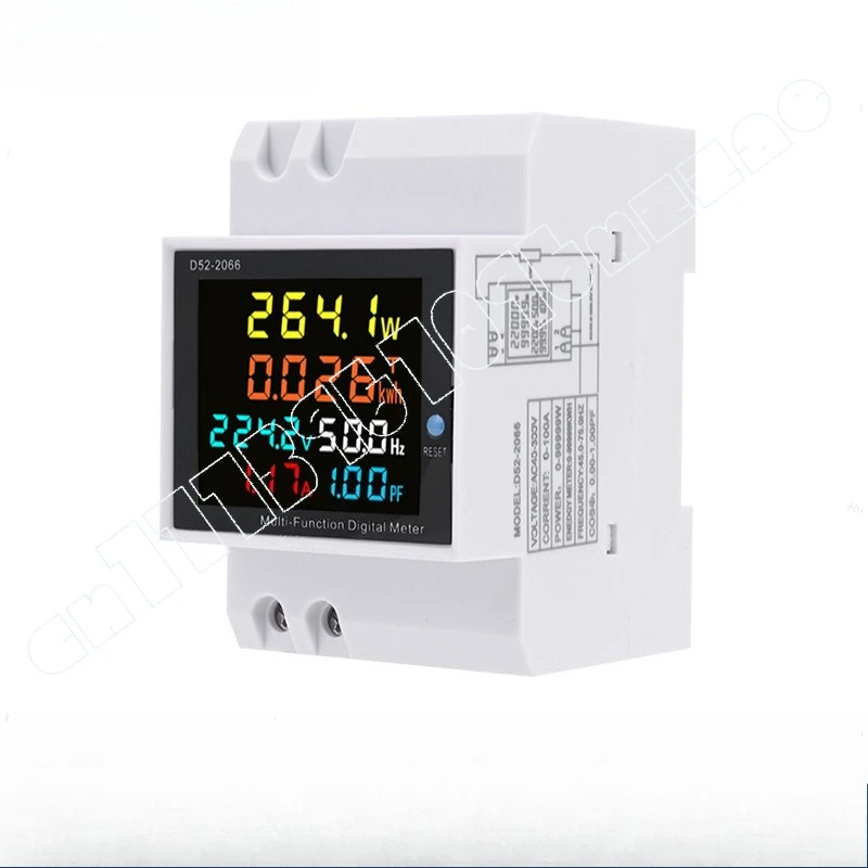 D52-2066 Digital Display Multifunctional Measurement Meter Single Phase Household Intelligent Voltage Current Power Rail Type