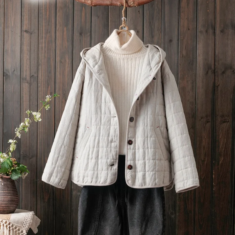 

Осенне-зимнее хлопково-льняное пальто большого размера с пуговицами, цветное художественное повседневное удобное пальто на одной пуговице