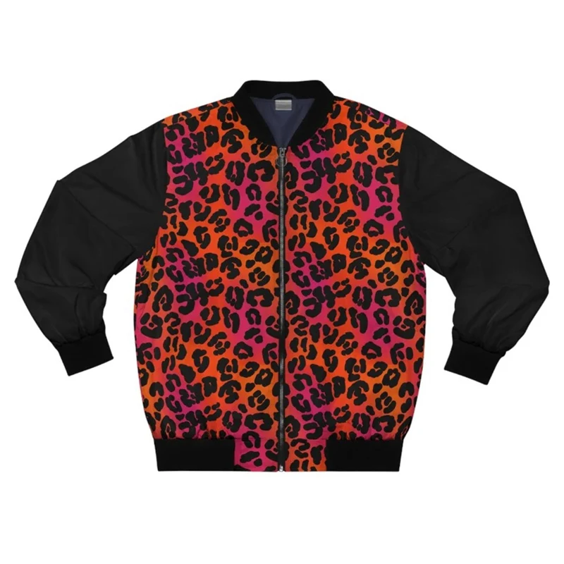 Various Leopard Prints Jacket Men\'s Clothing 3D Printing Animal Cosplay Jackets Hip Hop Streetwear Fashion Trend Bomber Jacket