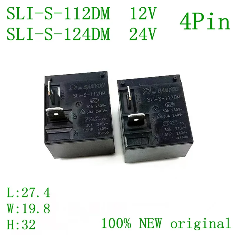 SANYOU Power Relay, SLI-S-112DM, SLI-S-124DM, DC12V, 24VDC, 4PIN, 30A, T93