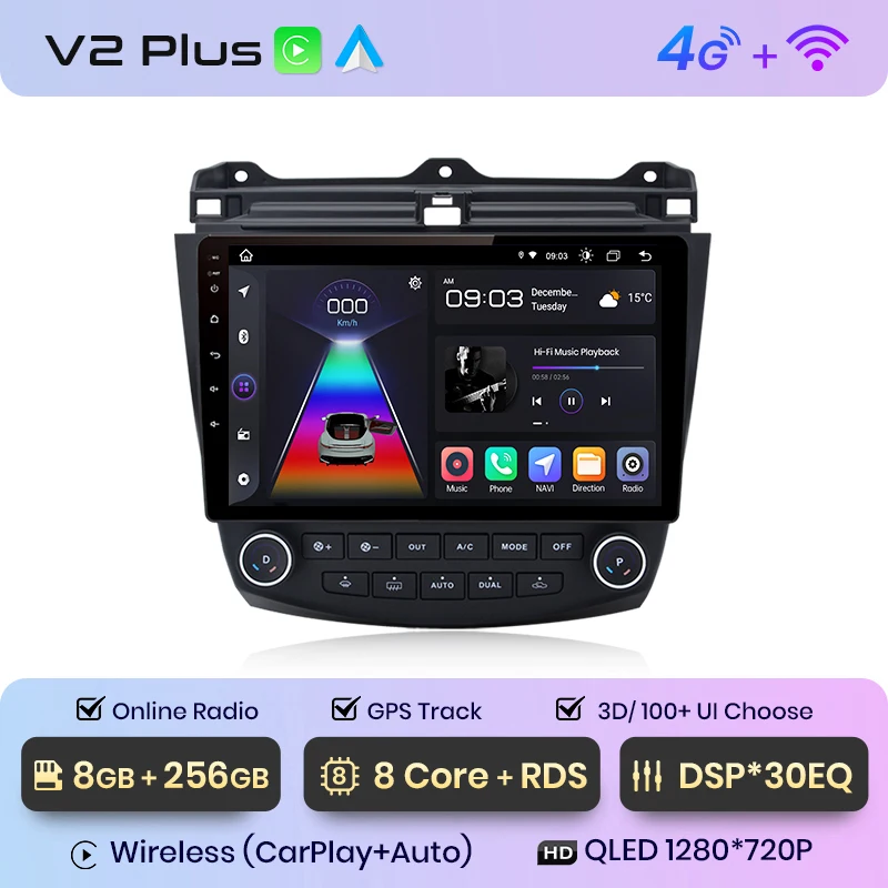 Junsun Draadloze Carplay Android Auto Autoradio Voor Honda Accord 7 2003-2008 Gps Intelligente Systemen Stereo Multimedia Autoradio
