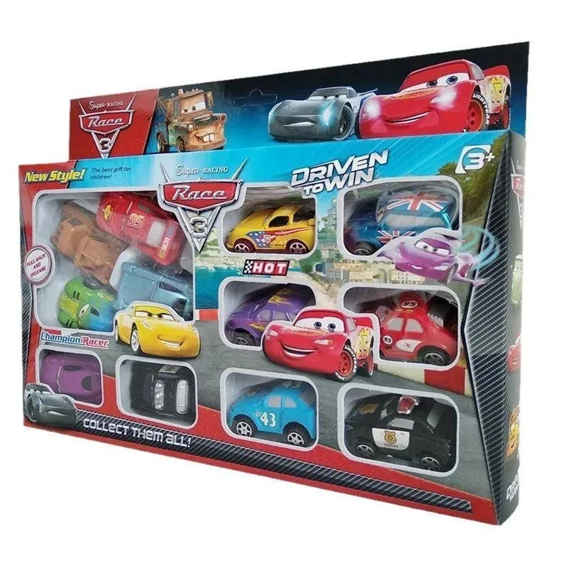 12pcs/Set Disney Pixar Cars Lightning Mcqueen Jackson Storm Mater Pvc Model Back-Force Car Toy For Kids Birthday Gift Set