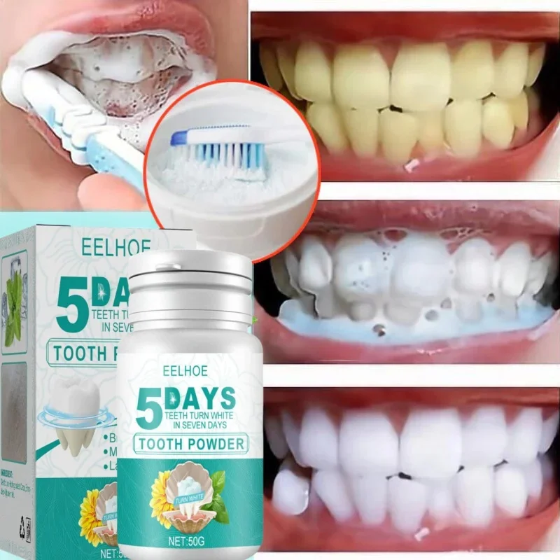 5 Days Teeth Whitening Powder Toothpaste Remove Plaque Stains Dental Calculus Oral Hygiene Cleaning Fresh Bad Breath Tooth Care