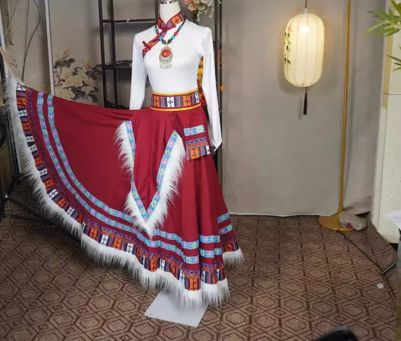 Tibetan Dance Dress Performance Dress Female Half Skirt Tibetan Dance Competition