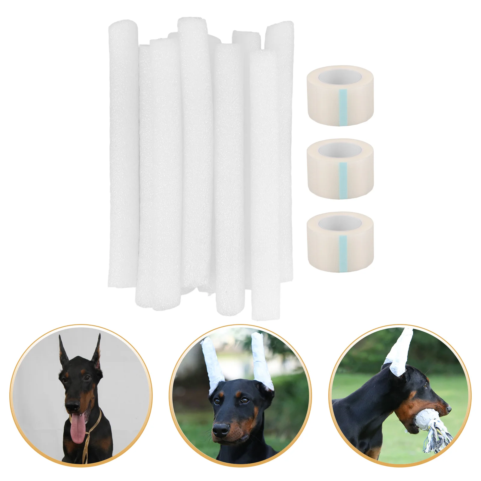 10 Pcs Car Stickers Large and Small Puppy Ear Erecting Device Pet Accessory Dog Support Standing Tape White