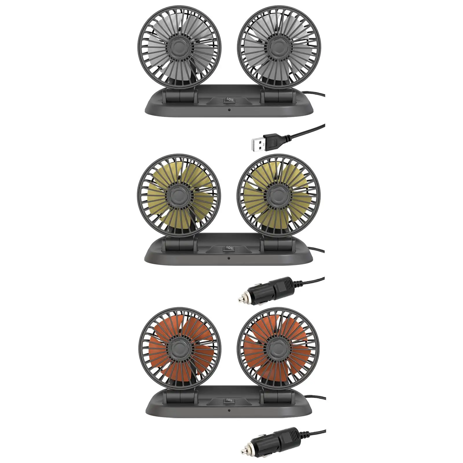 Car Fan Head 360 Degree Rotatable for Dashdoard Boat Vehicle