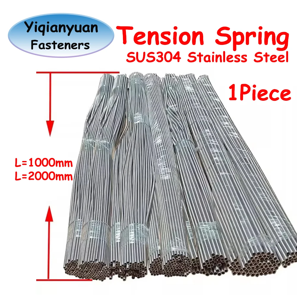 Yiqianyuan 1Piece/lot Wire Diameter 0.2mmto1.0mm SUS304 Stainless Steel Super Long Tension Spring Extension Spring Length 2000mm