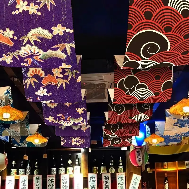 VIKAMA Ceiling Decoration Canopy Hanging Fabric Chinese Flower Bamboo Restaurant Bar Cafe Home Decor