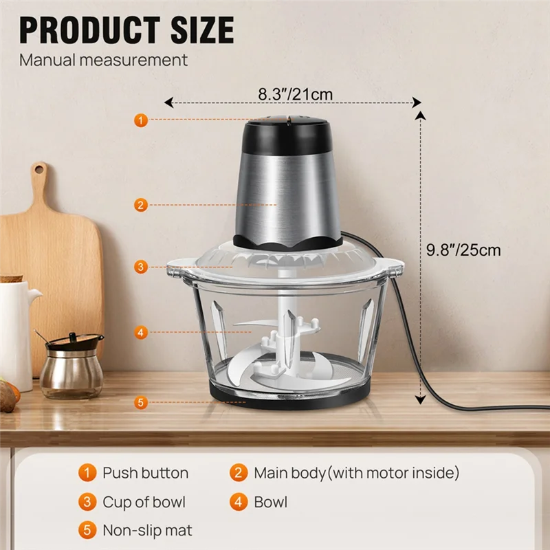 A88X Kitchen Food Processor Blender Suitable For Kitchen Aid, Easy To Use And Clean B US Plug