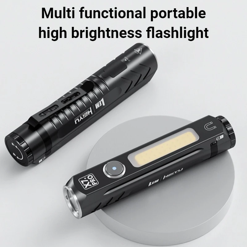 ポータブル高ルーメン懐中電灯-cob-磁気ベース作業灯-金属クランプ底面磁気充電式-屋外緊急用