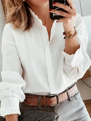 Temperament Loose Woman Shirt Fashion Casual Blouse Elegant long Sleeve Woman Shirt Holiday Weekend Top