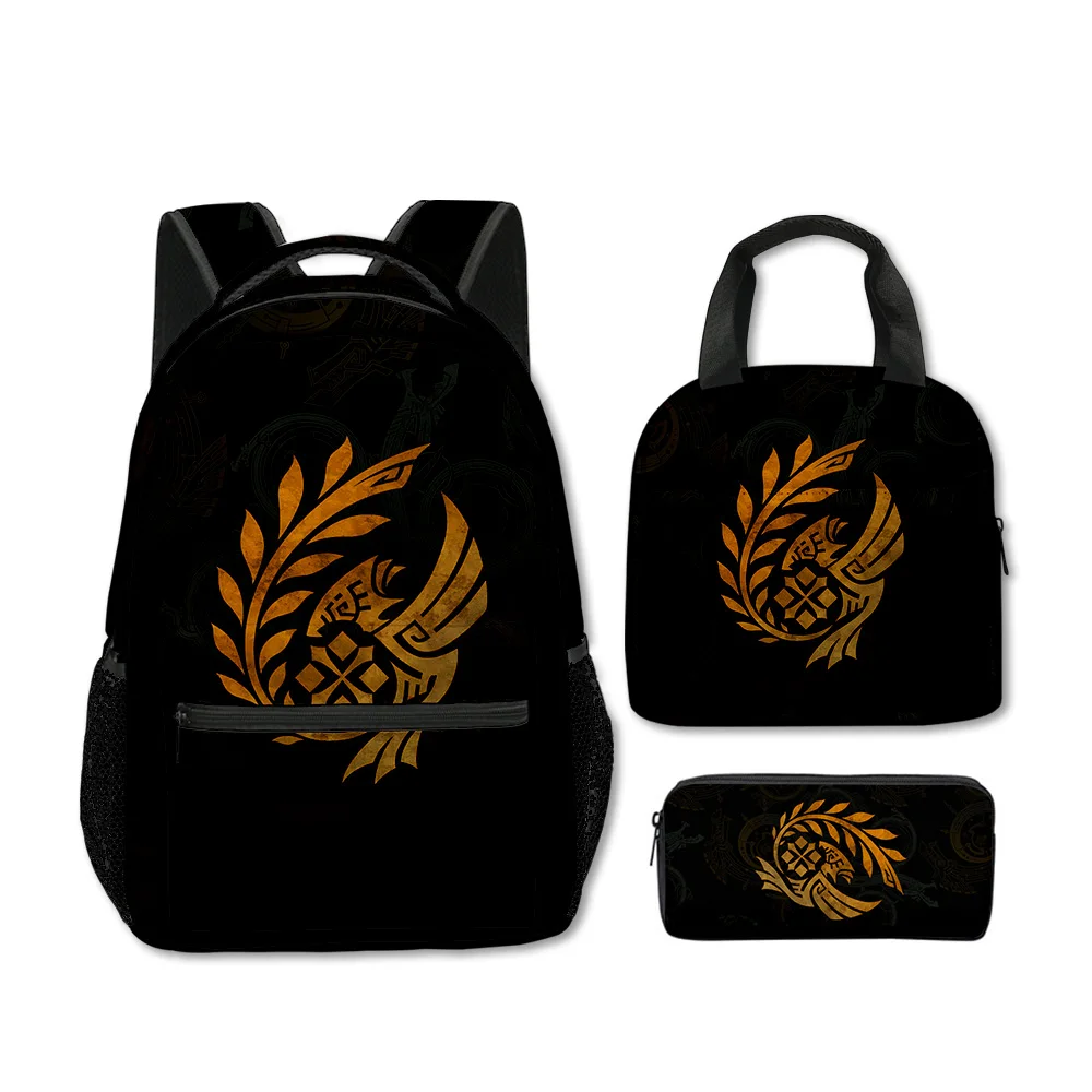 

Cartoon Youthful Novelty Monster Wilds 3D Print 3pcs/Set School Bags Laptop Daypack Backpack portable Lunch bag Pencil Case