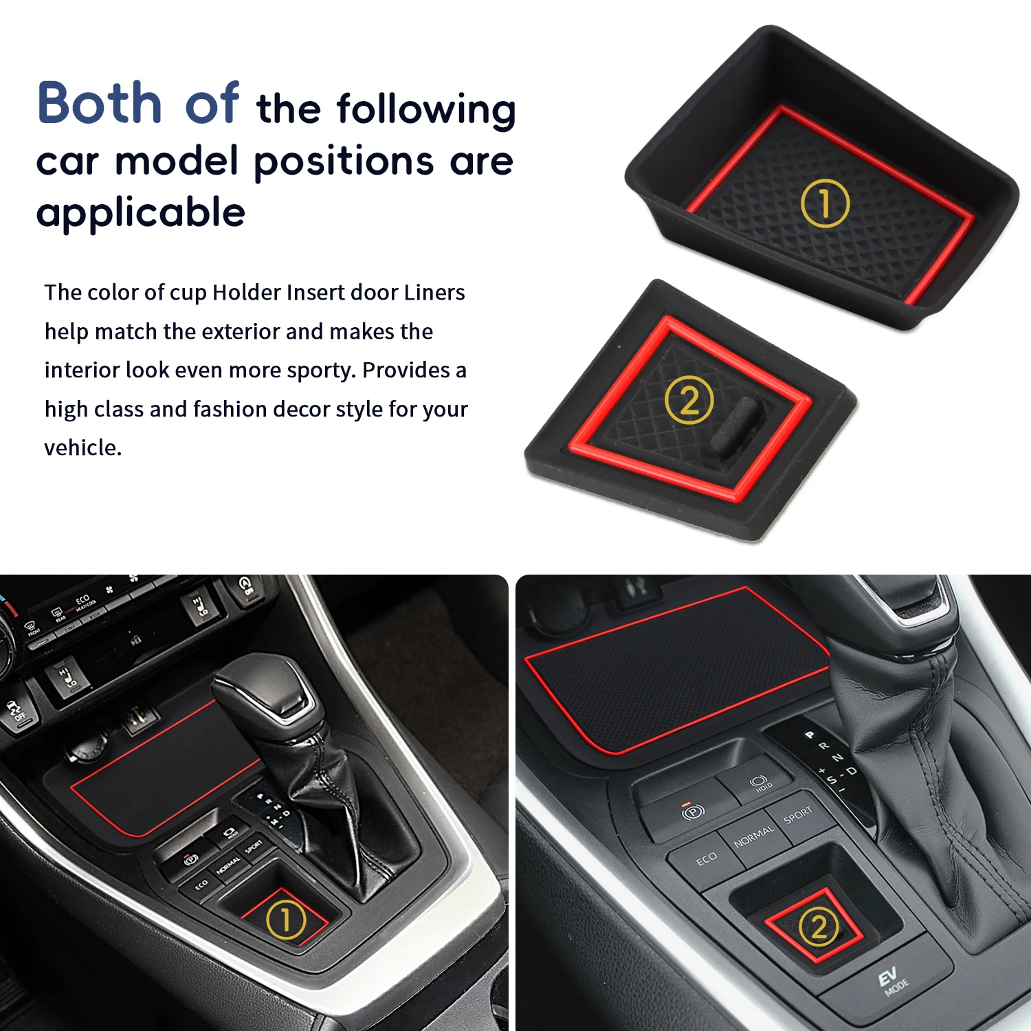 Car Door Groove Mats for Toyota RAV4 2025 2024 2023 2022 2021 2020 2019 Anti-Slip Car Gate Slot Pads Non-Slip Cup Holder Coaster