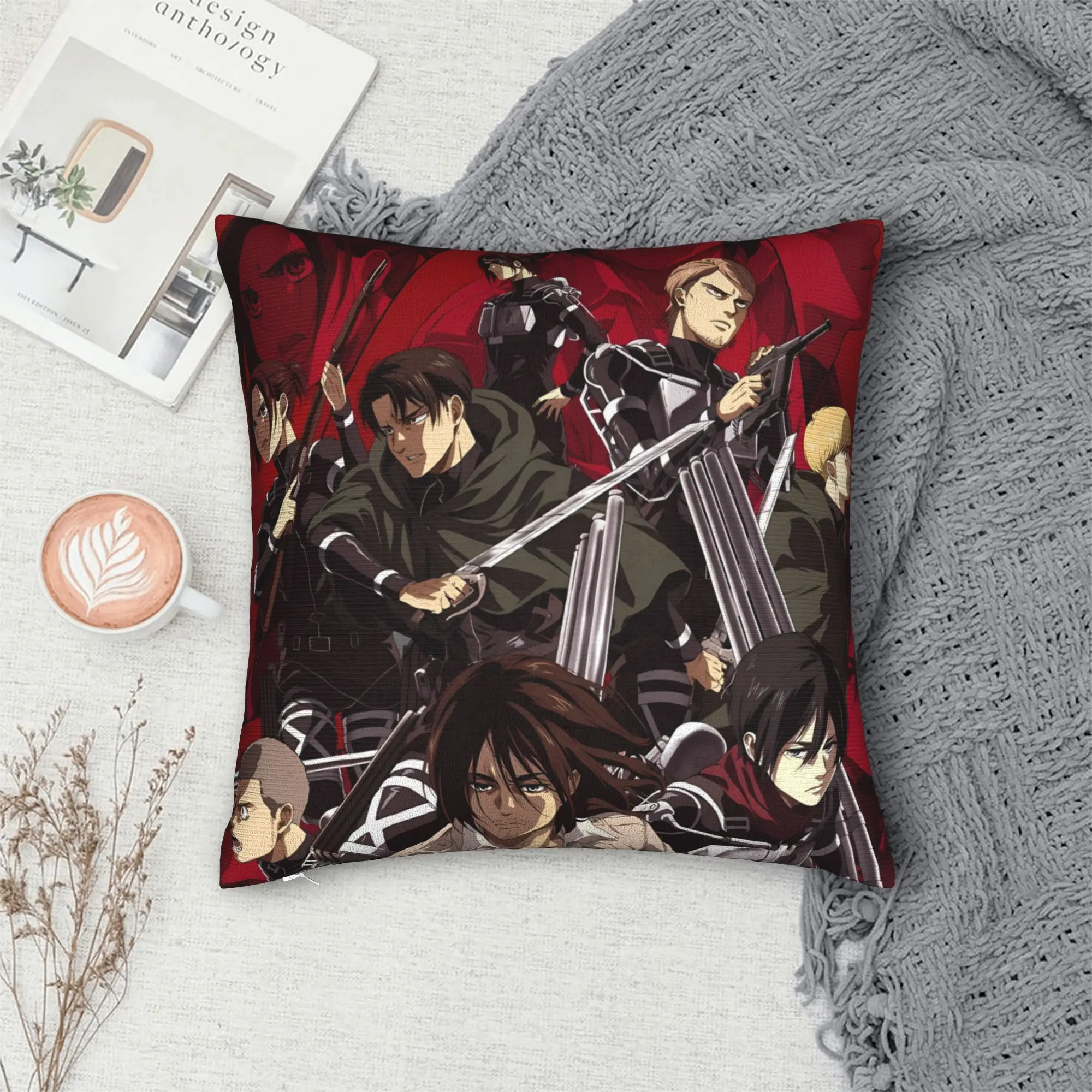 Attacks on Titans Pillow Cover  Soft Cushion Cover Retro Trendy Pillow Case For Chair Sofa Home Decor