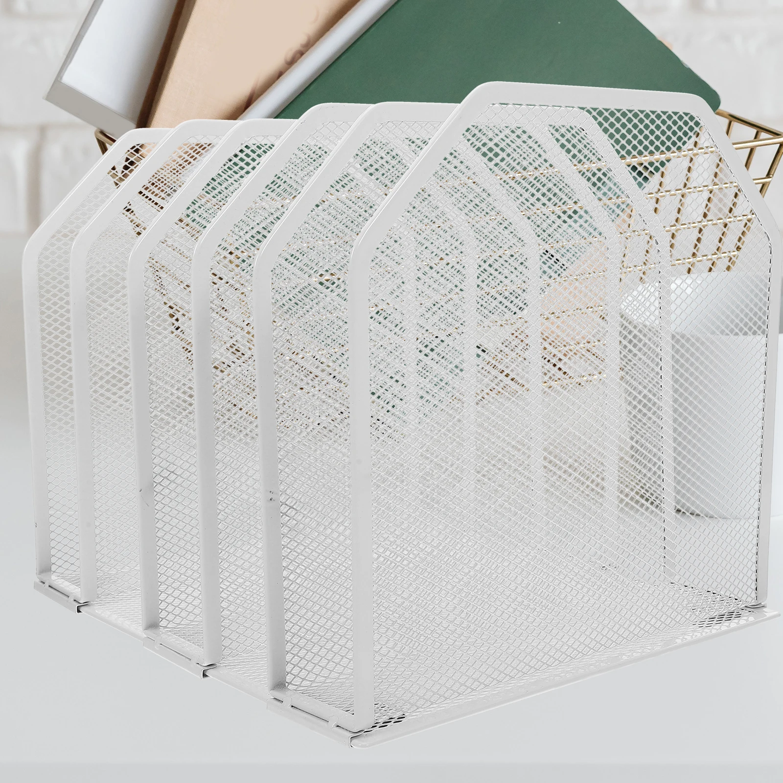 

Metal Desktop Organizer 5-Section Detachable File Holder Vertical Document Storage For Office Home Workspace Upright File