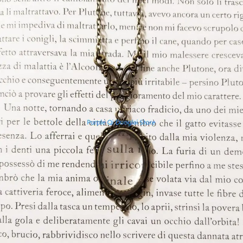 L21E Long Chain Reading Aid for Library Reading Magnify Necklace Jewelry Decor