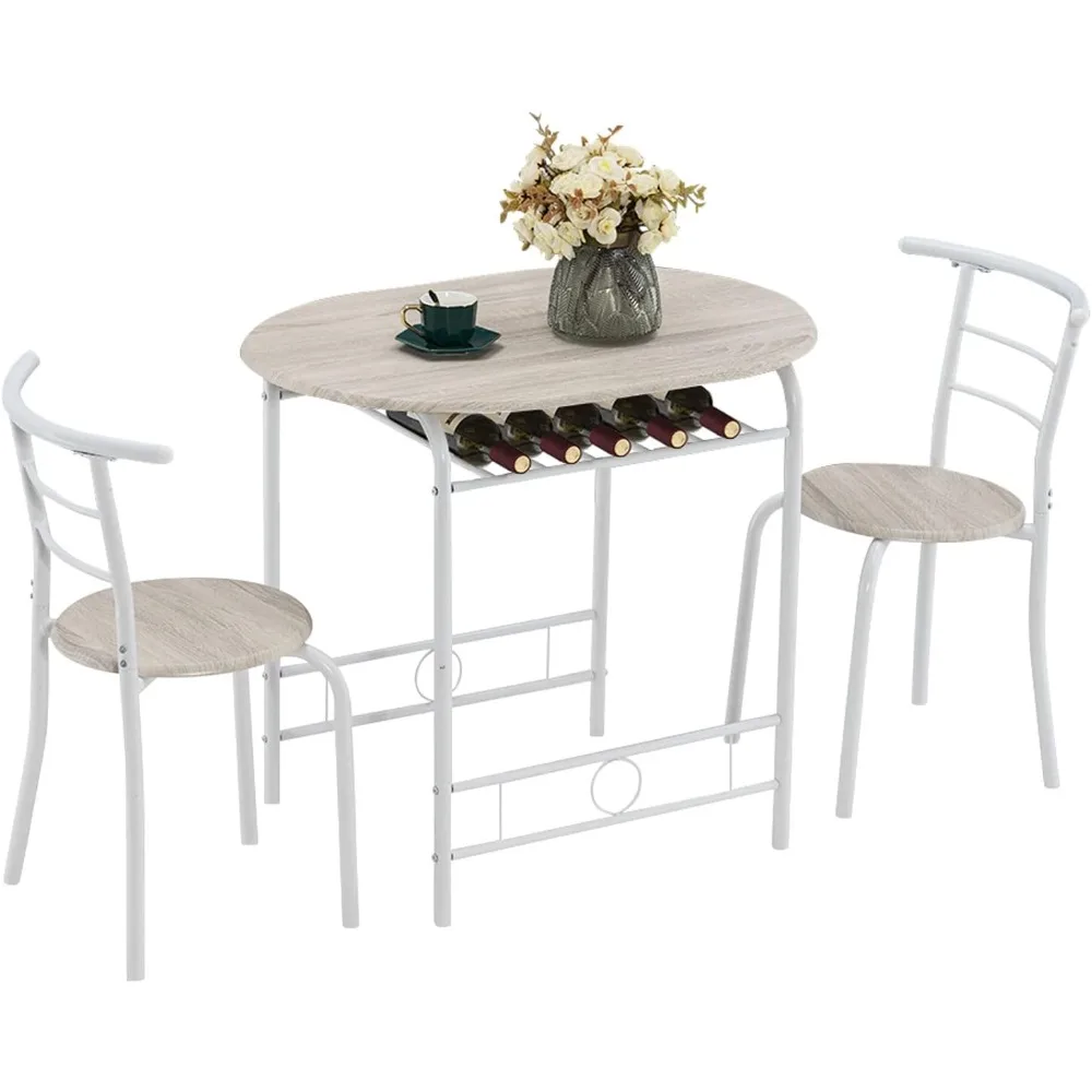 3 Piece Dining Set,Small Kitchen Table Set for 2,Breakfast Table Set,Kitchen Wooden Table and 2 Chairs for Small Space