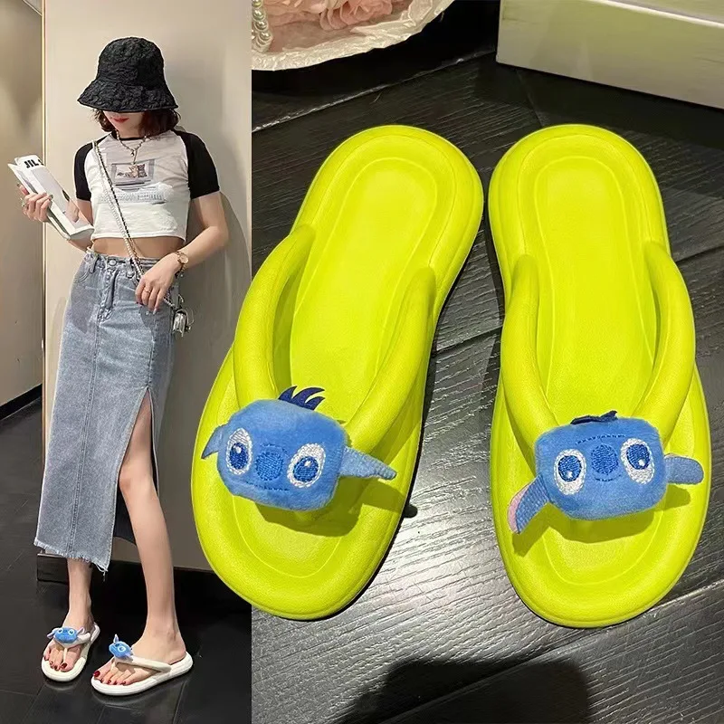 Kawaii Disney Stitch infradito nuove pantofole estive dei cartoni animati Eva con suola spessa possono essere indossate all\'esterno scarpe da