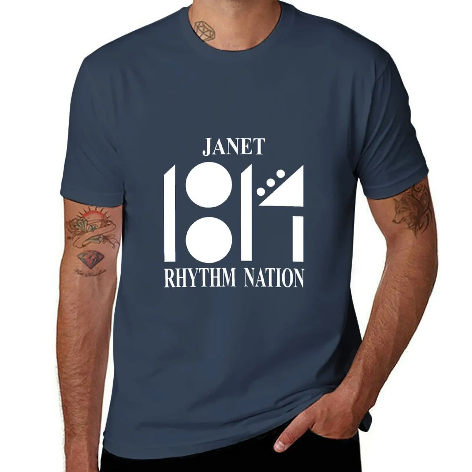 

1814 (Janet Jackson) Rhythm Nation T-Shirt Basic Solid Color Short Sleeve Cotton Top