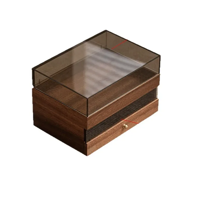 Tea set, tea cake storage cabinet, walnut teacup pot, dust locker, cosmetics jewelry watch desktop display cabinet